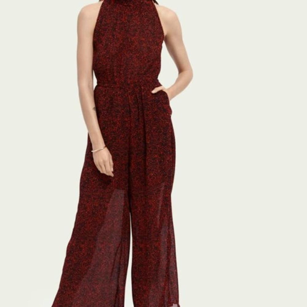 Scotch and Soda crinkle all in black orange pleated jumpsuit NWT womens small
